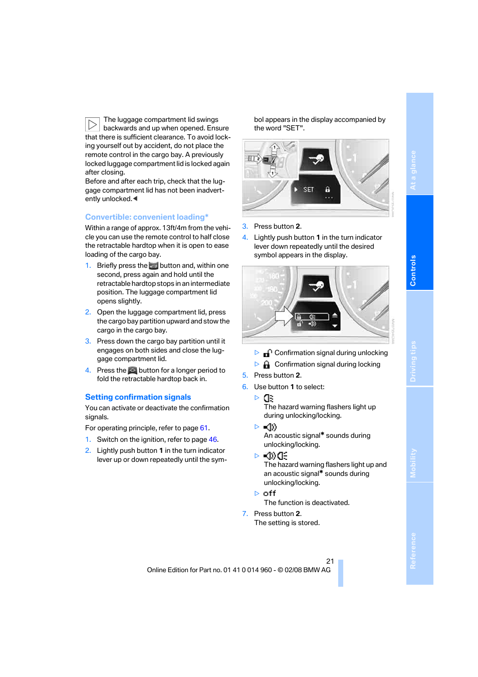 BMW M3 Convertible 2008 User Manual | Page 23 / 172