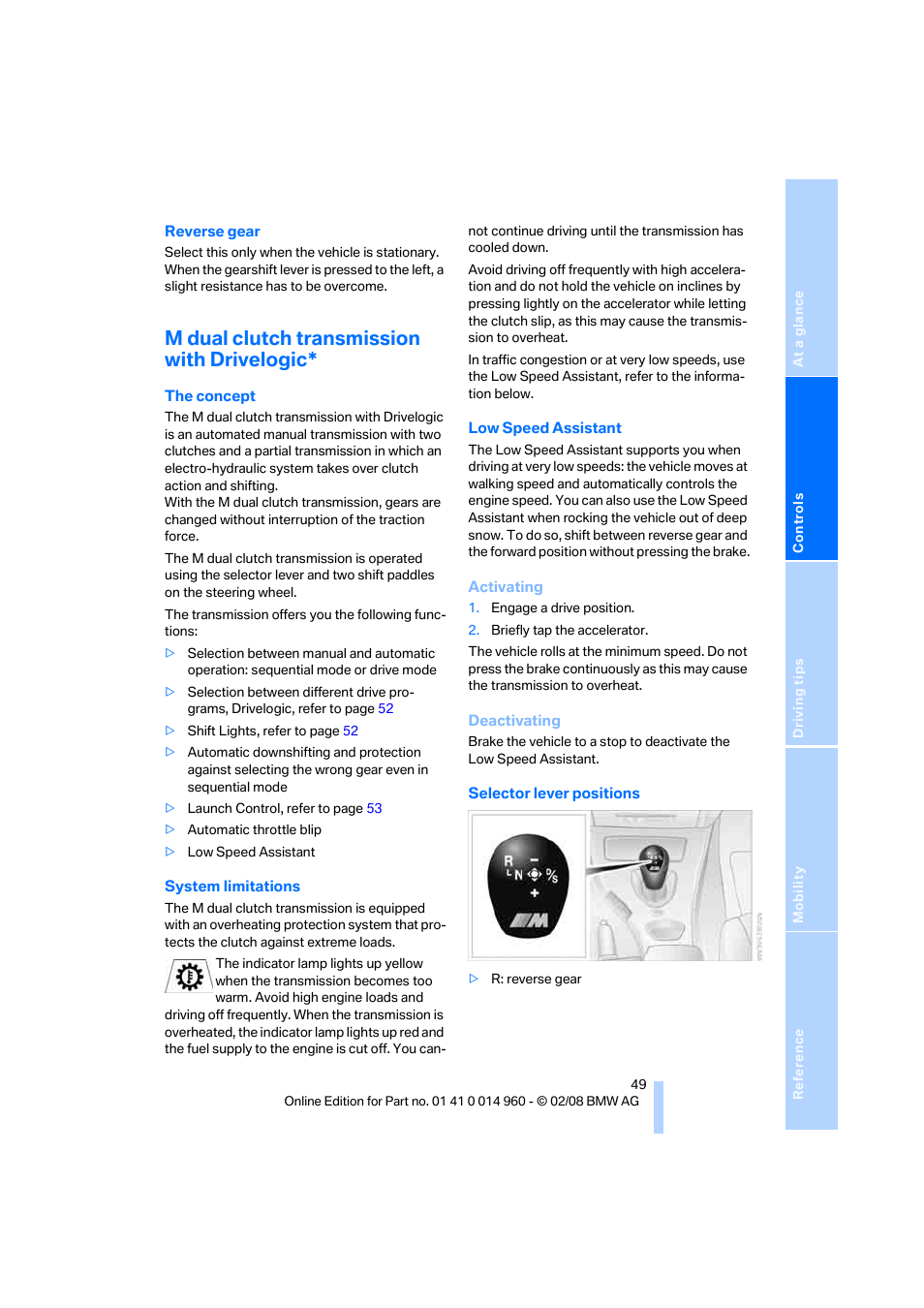 M dual clutch transmission with drivelogic | BMW M3 Convertible 2008 User Manual | Page 51 / 172