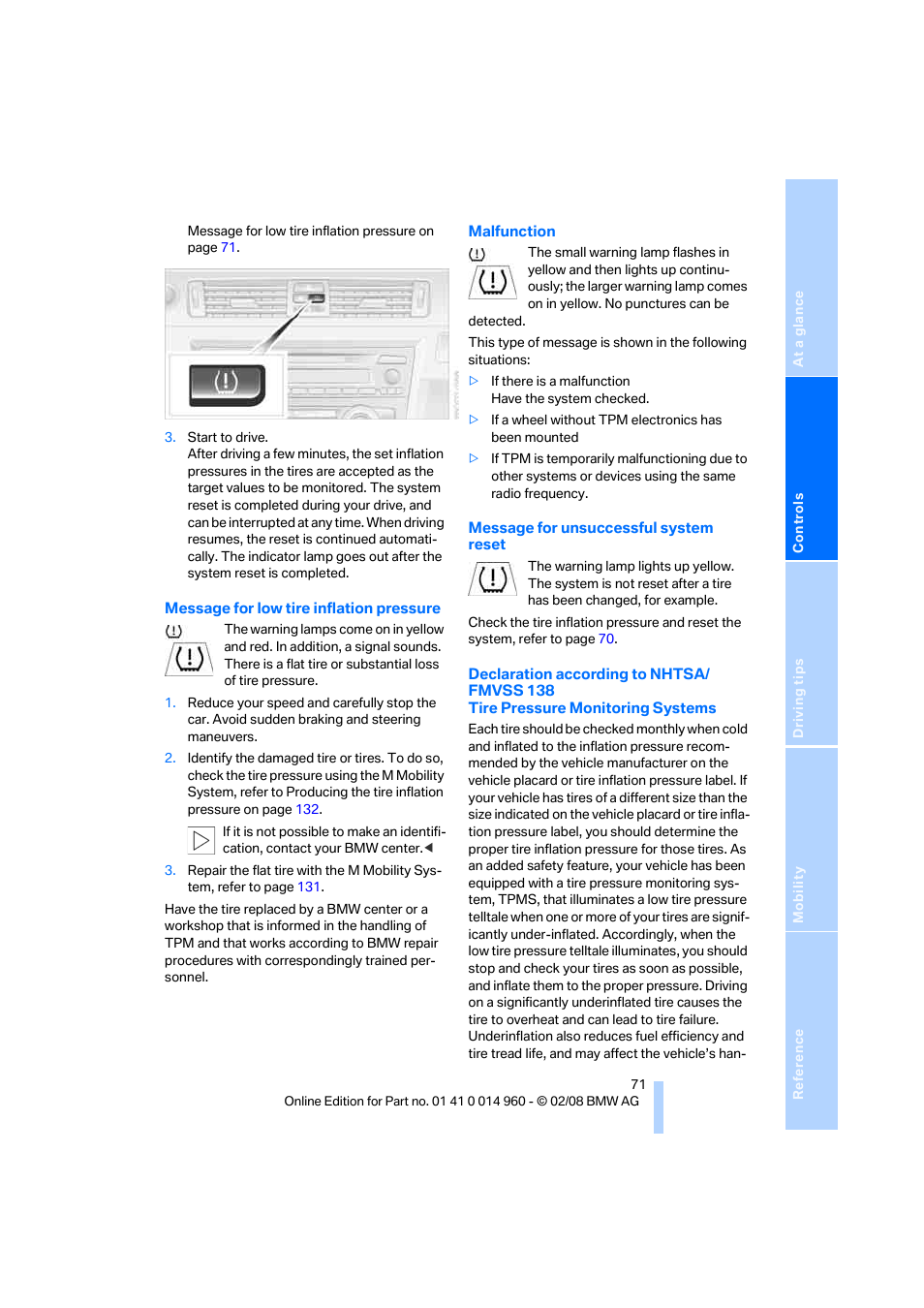 BMW M3 Convertible 2008 User Manual | Page 73 / 172