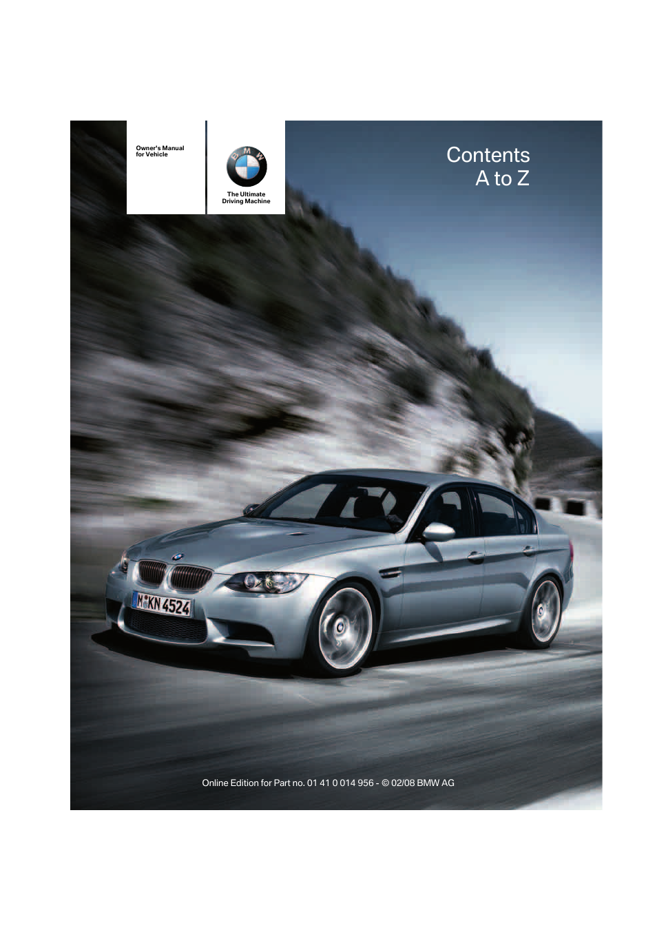 BMW M3 Sedan 2008 User Manual | 160 pages