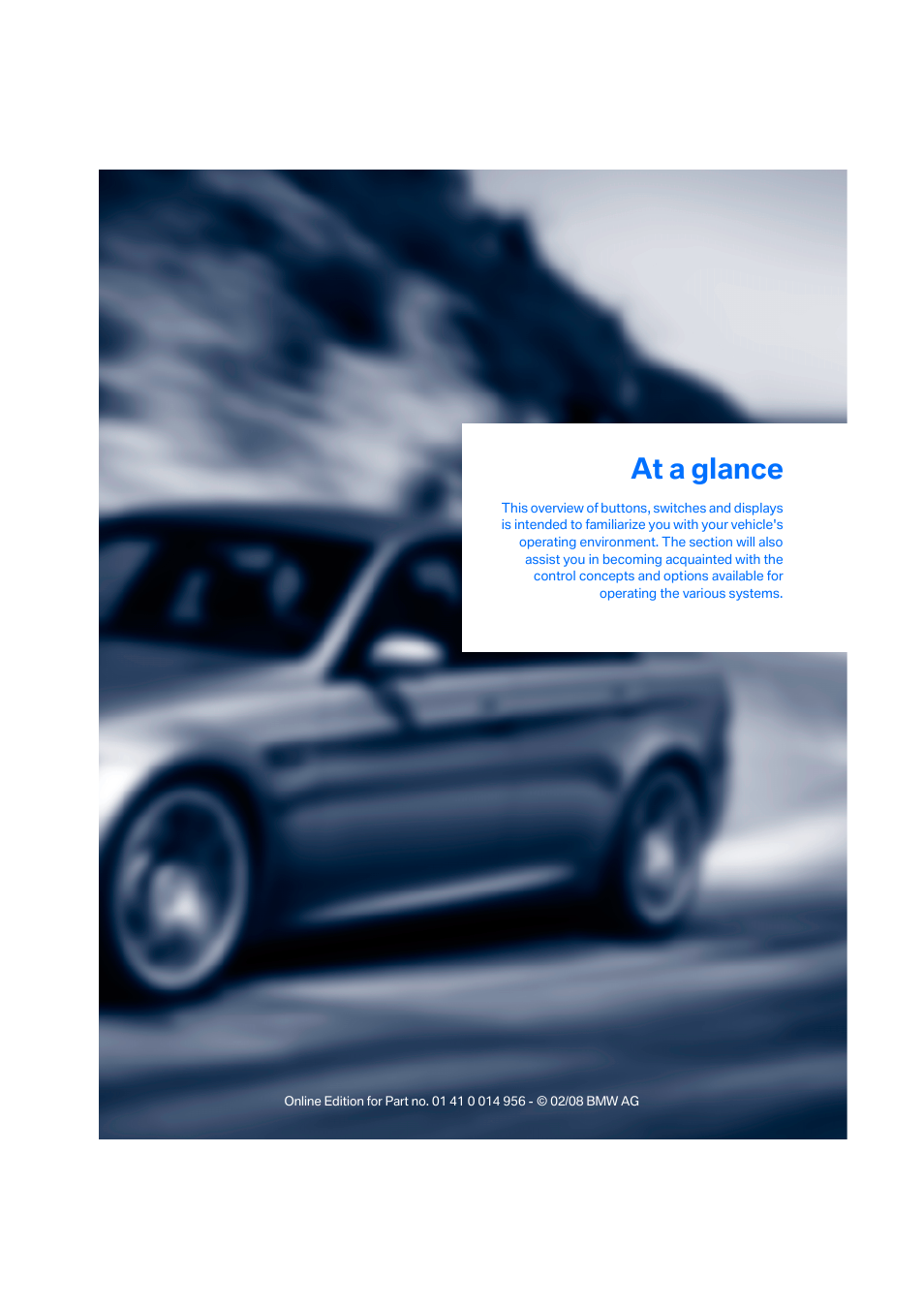 At a glance | BMW M3 Sedan 2008 User Manual | Page 11 / 160