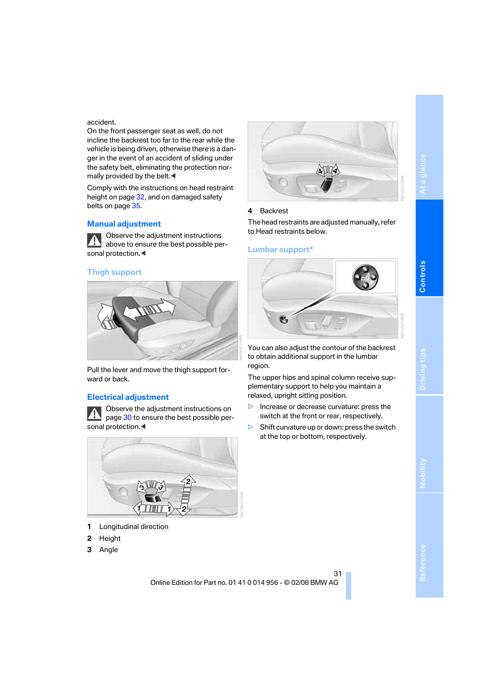 BMW M3 Sedan 2008 User Manual | Page 33 / 160