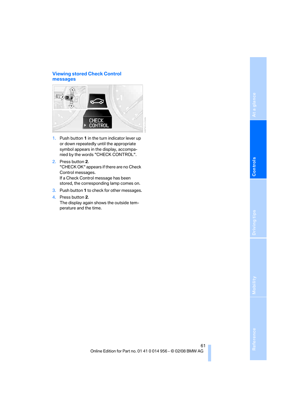 BMW M3 Sedan 2008 User Manual | Page 63 / 160