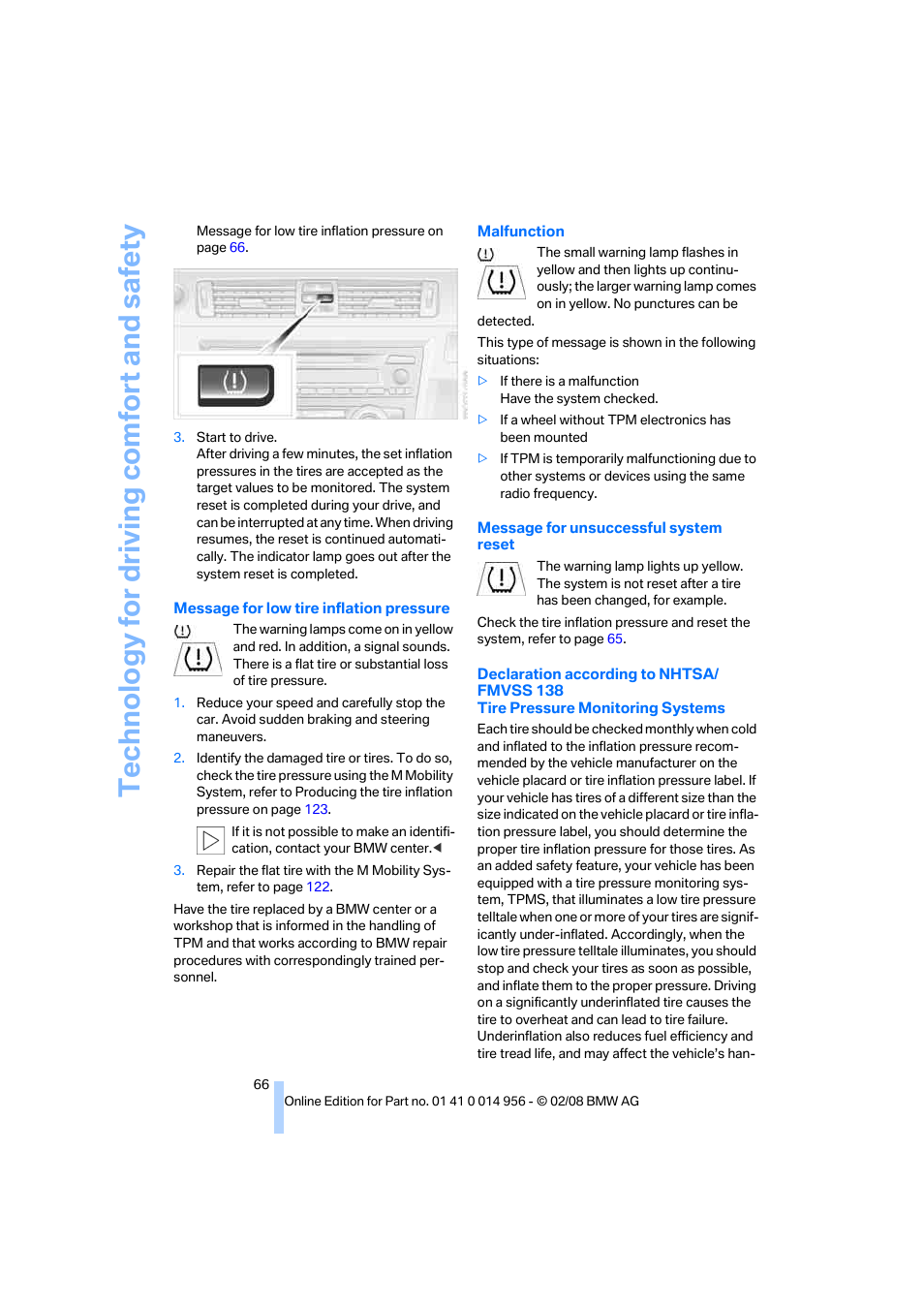 Te chnology for driving comfort and safe ty | BMW M3 Sedan 2008 User Manual | Page 68 / 160