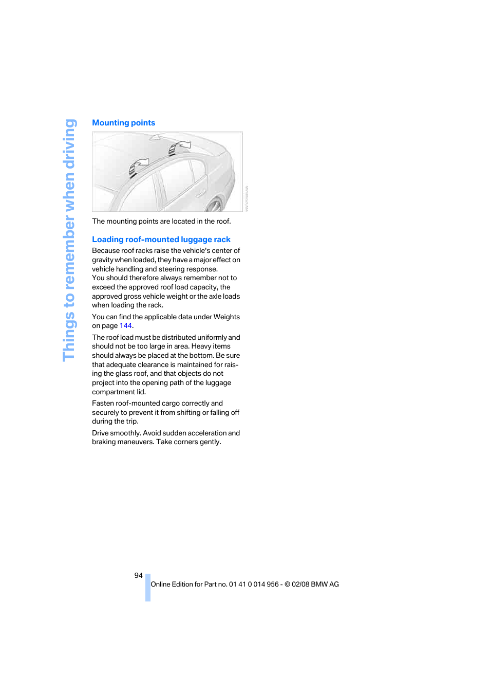 Things to re memb er when driving | BMW M3 Sedan 2008 User Manual | Page 96 / 160