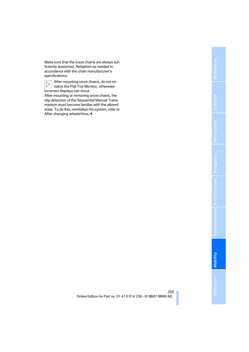 BMW M5 Sedan 2008 User Manual | Page 207 / 260