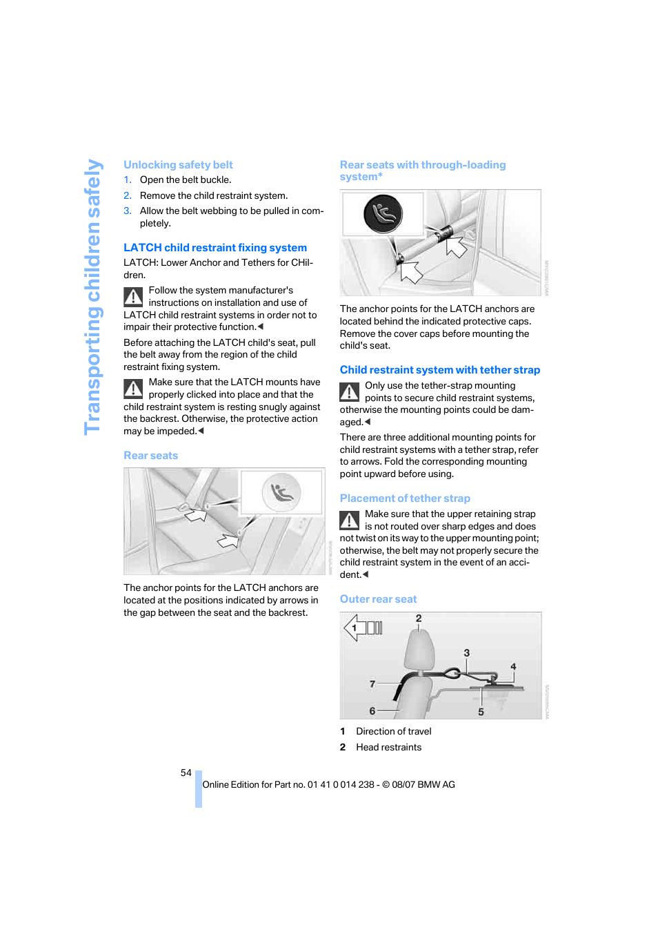 Transporting child ren safely | BMW M5 Sedan 2008 User Manual | Page 56 / 260