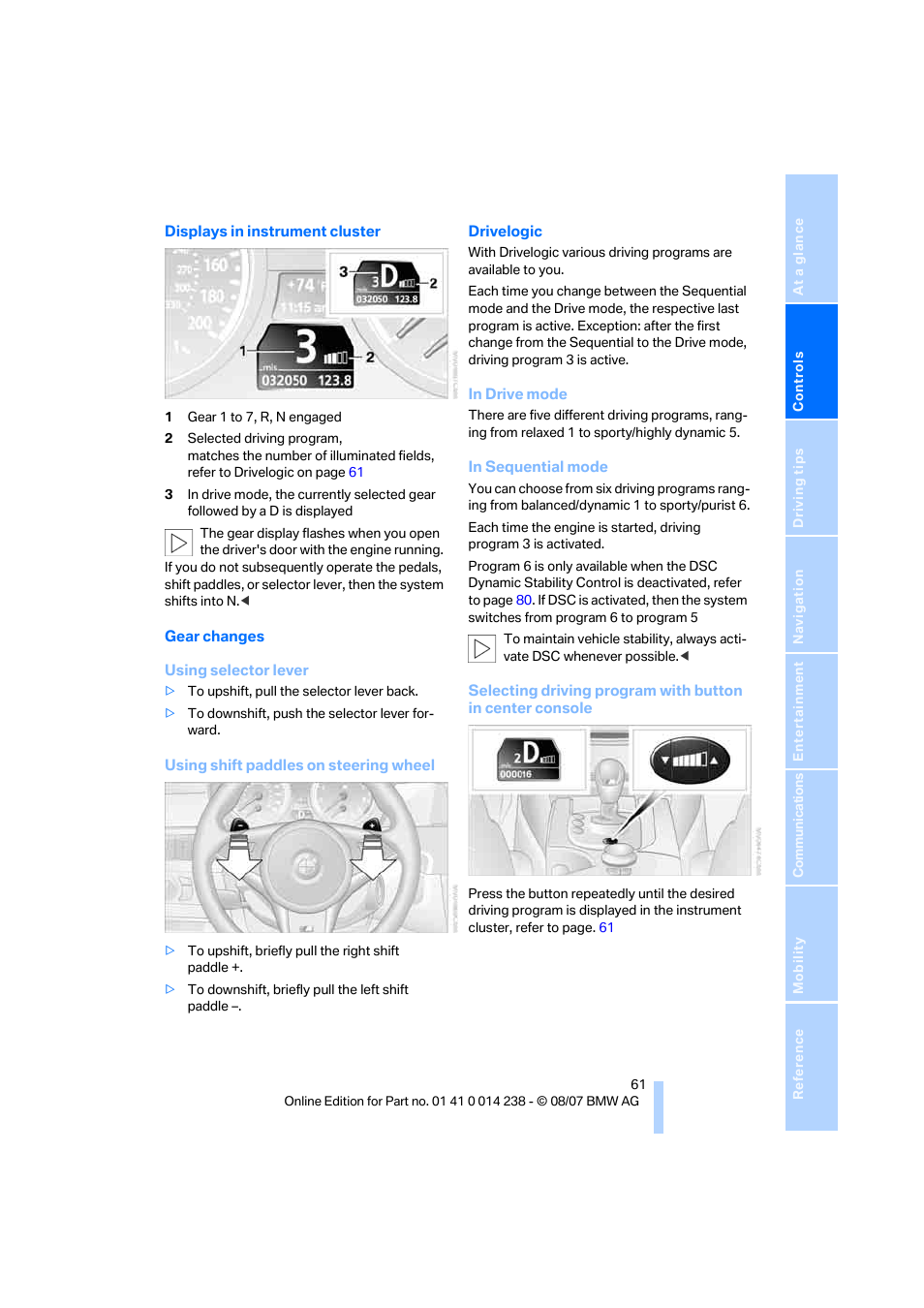 BMW M5 Sedan 2008 User Manual | Page 63 / 260