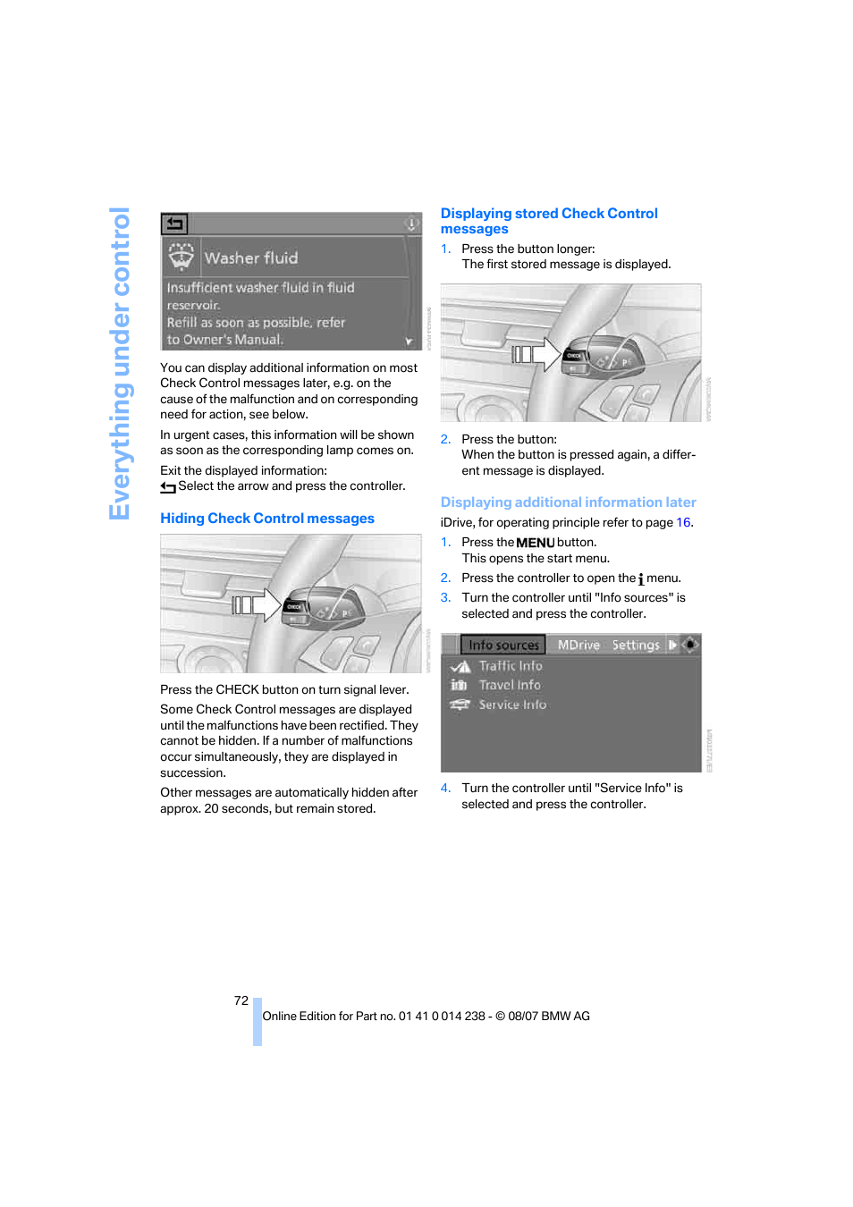 Eve ryth ing un de r co nt rol | BMW M5 Sedan 2008 User Manual | Page 74 / 260