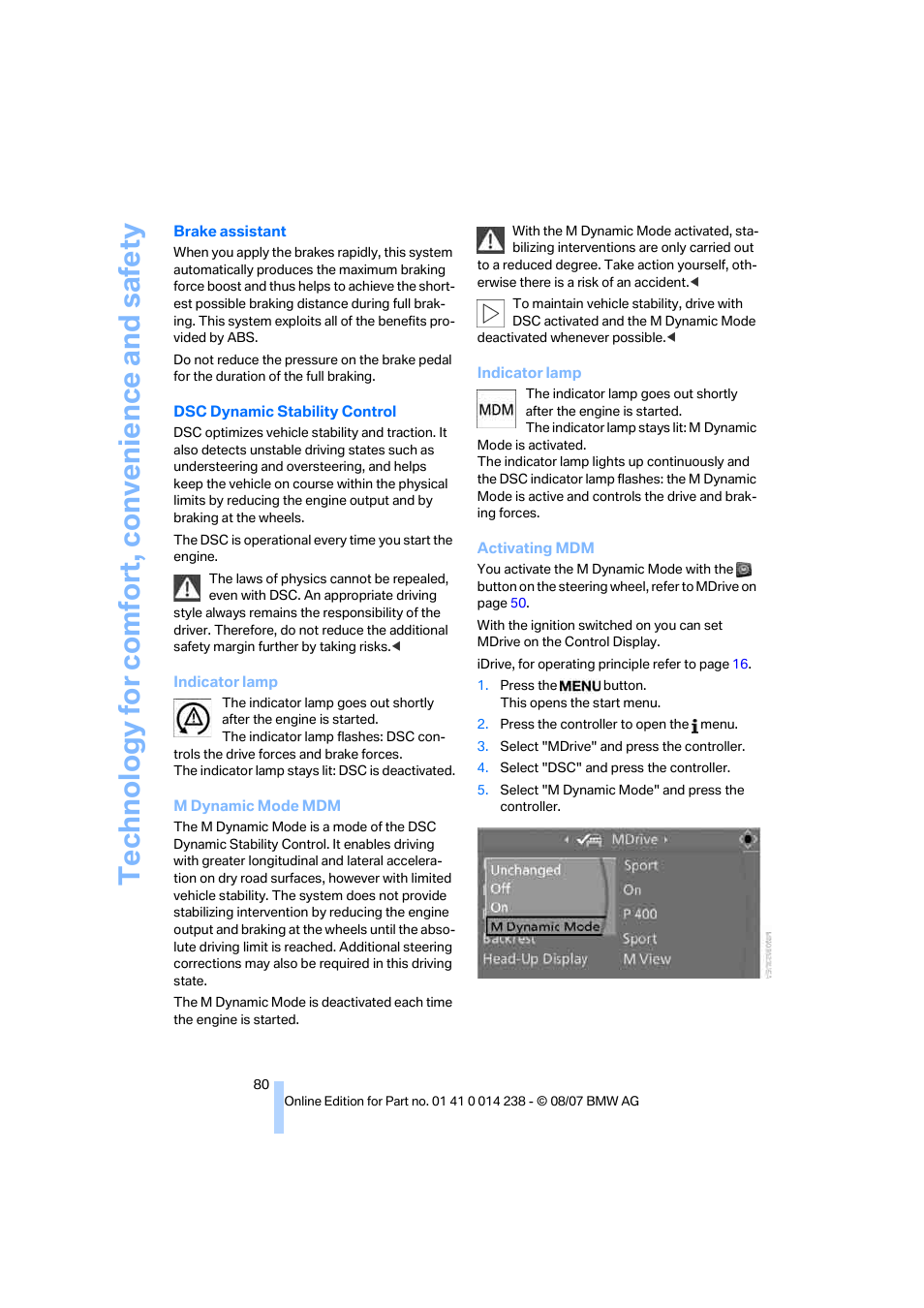 BMW M5 Sedan 2008 User Manual | Page 82 / 260