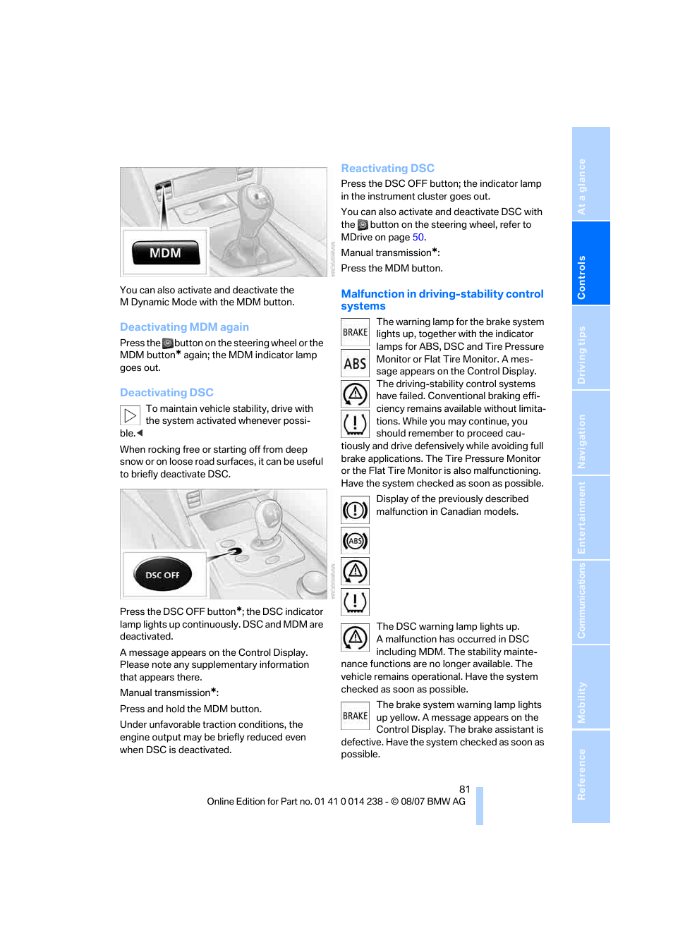 BMW M5 Sedan 2008 User Manual | Page 83 / 260