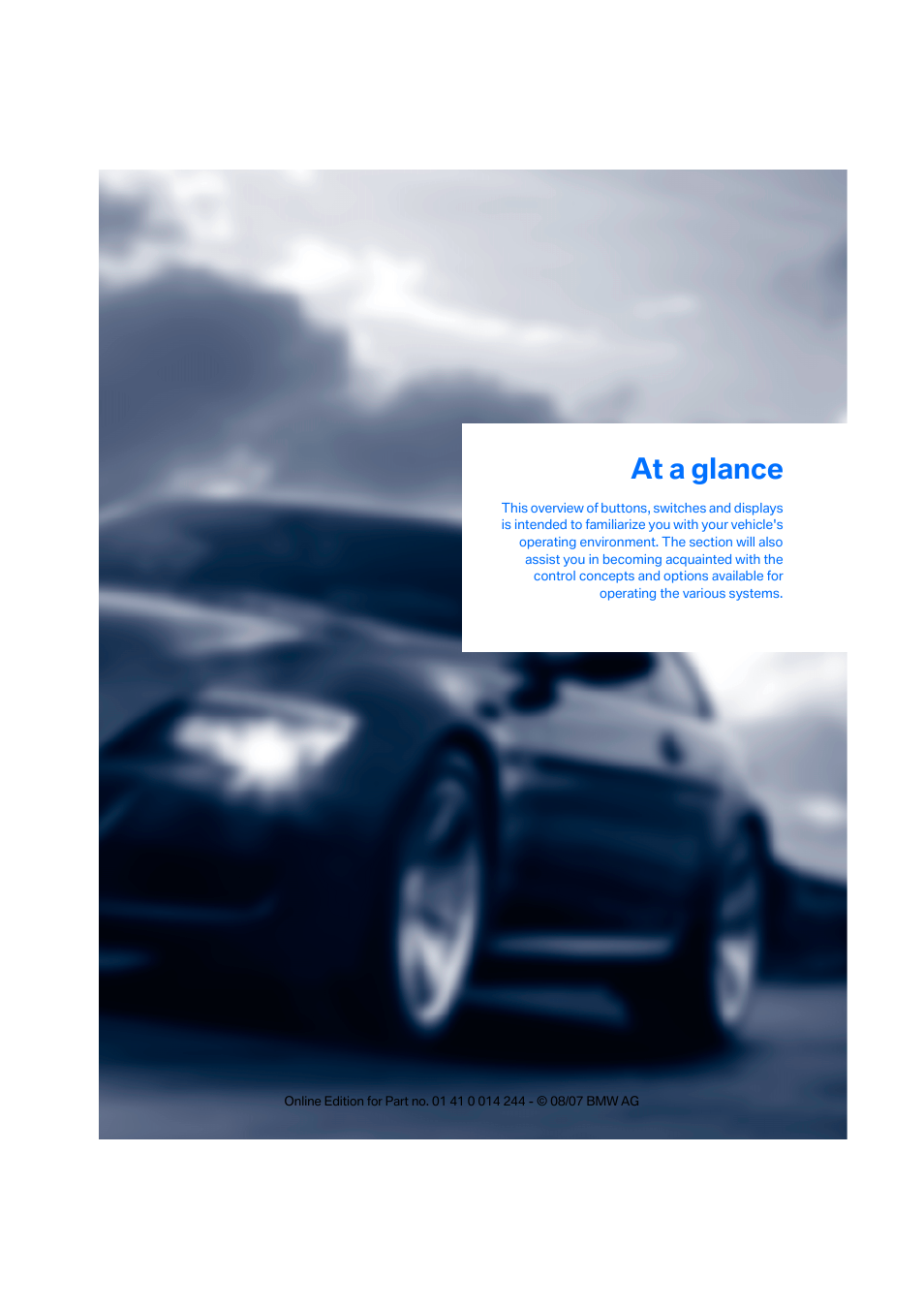 At a glance | BMW M6 Convertible 2008 User Manual | Page 11 / 262