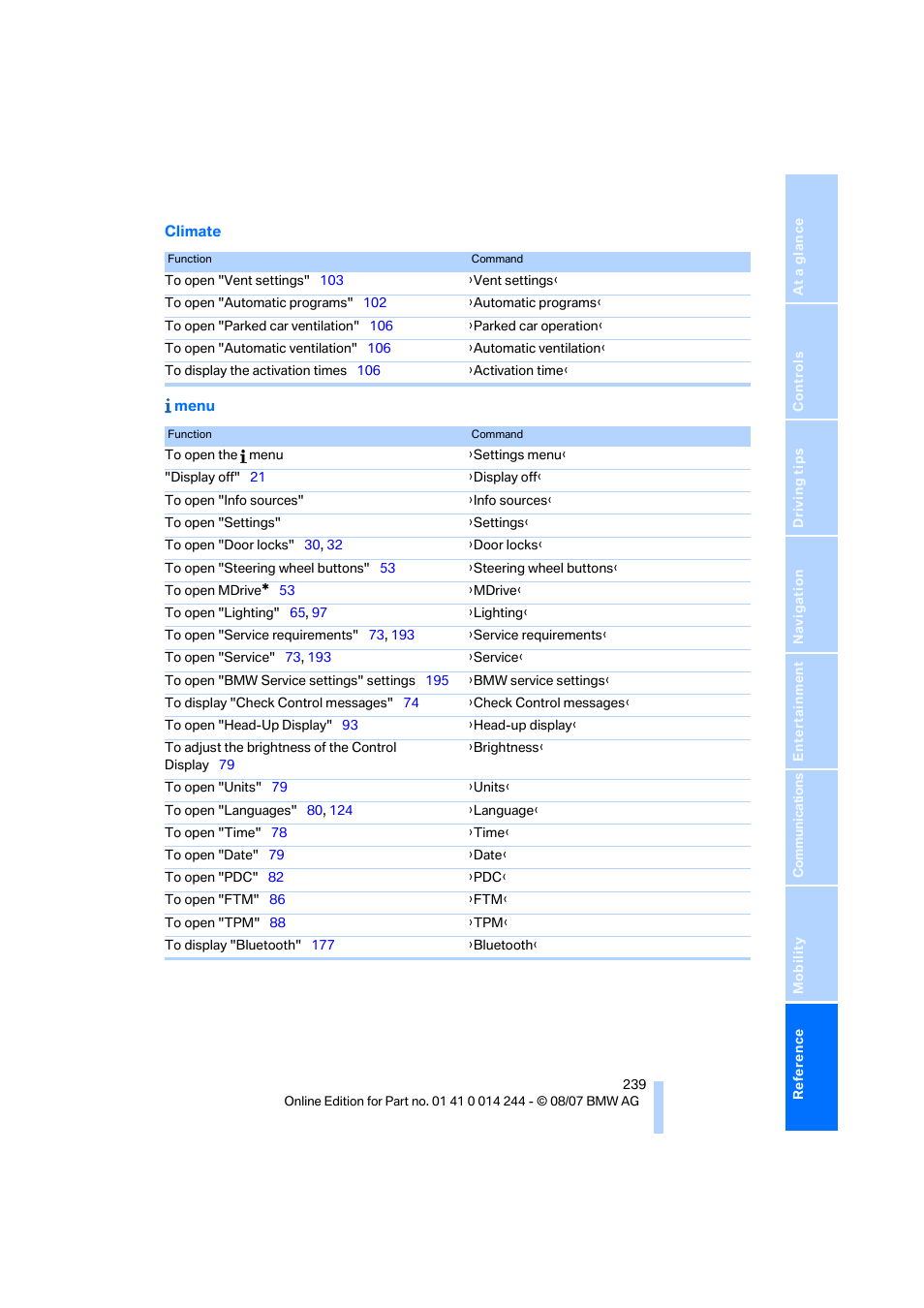 BMW M6 Convertible 2008 User Manual | Page 241 / 262