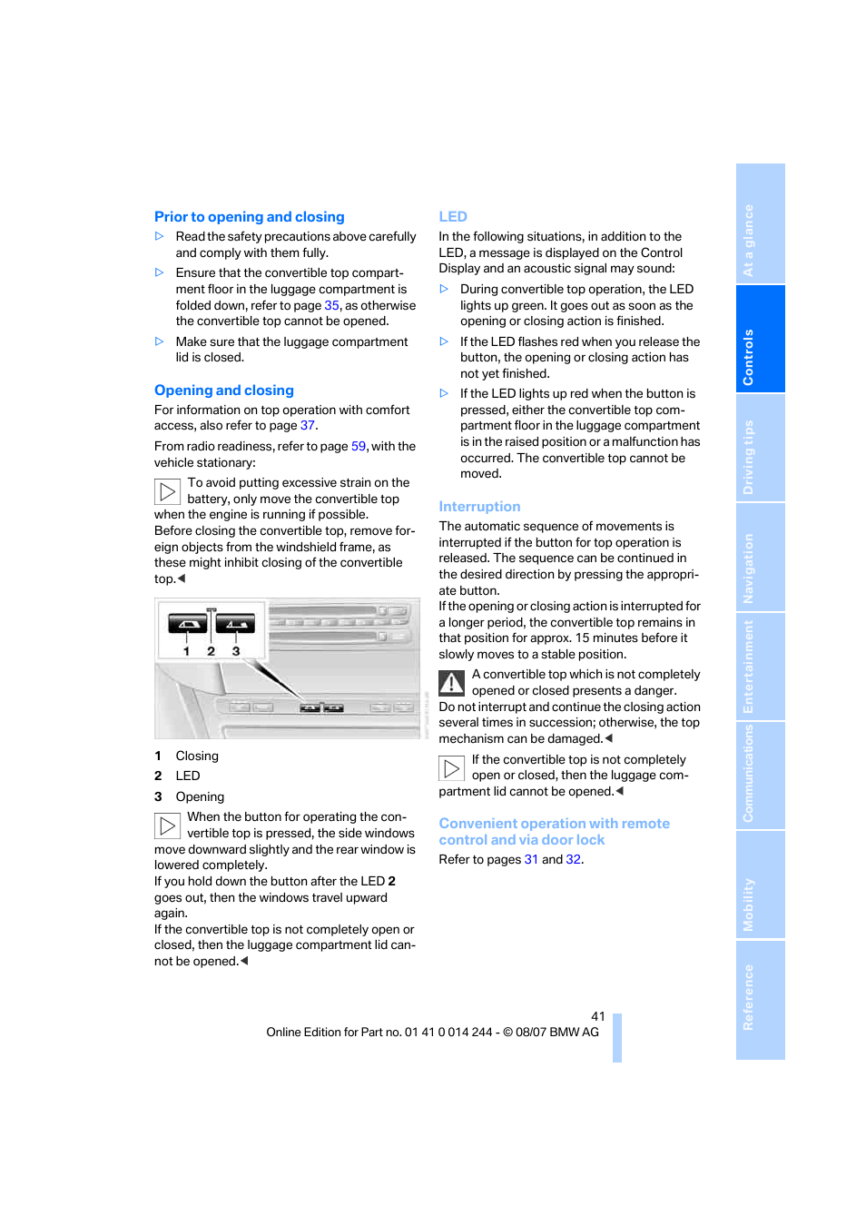 BMW M6 Convertible 2008 User Manual | Page 43 / 262