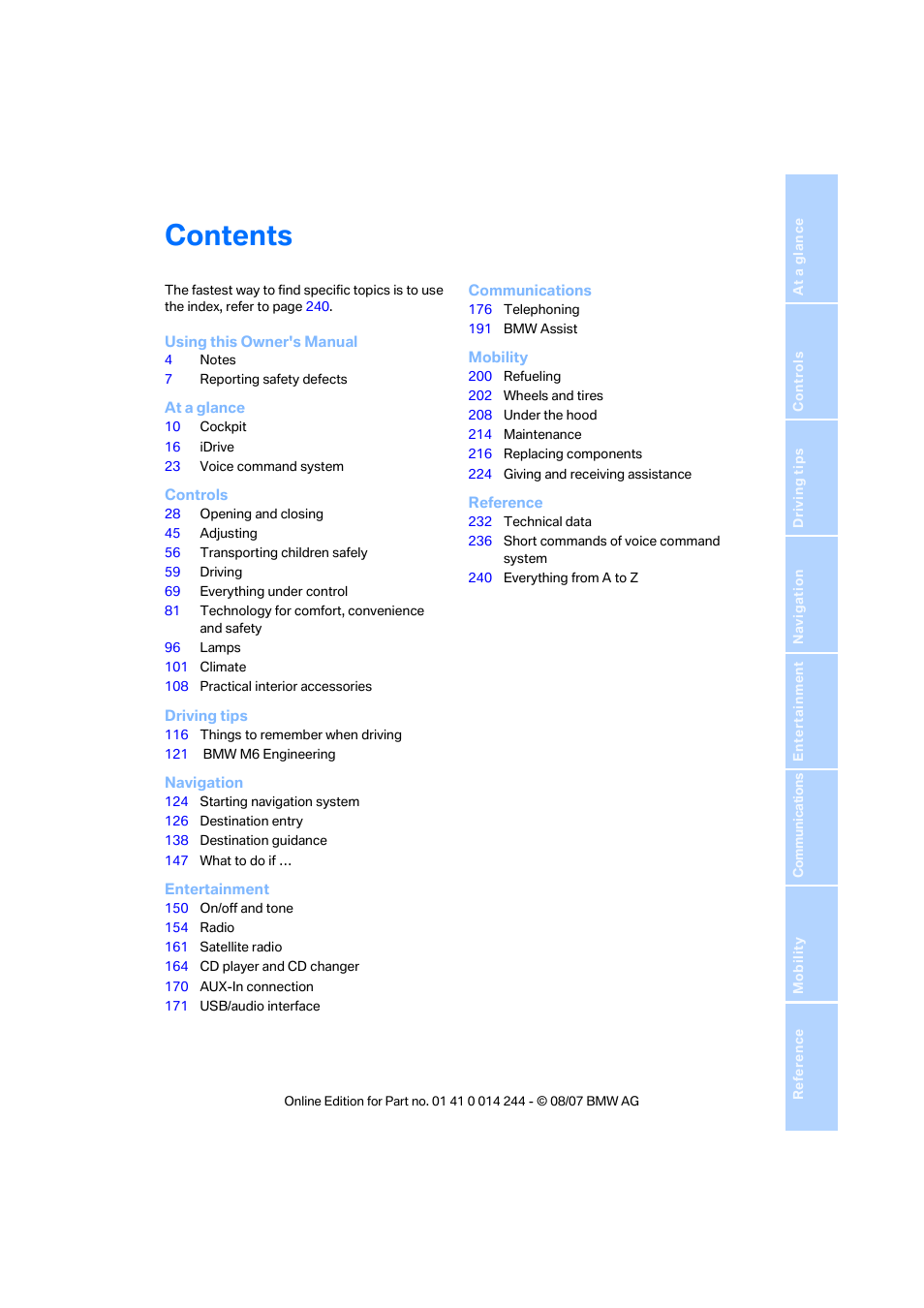 BMW M6 Convertible 2008 User Manual | Page 5 / 262