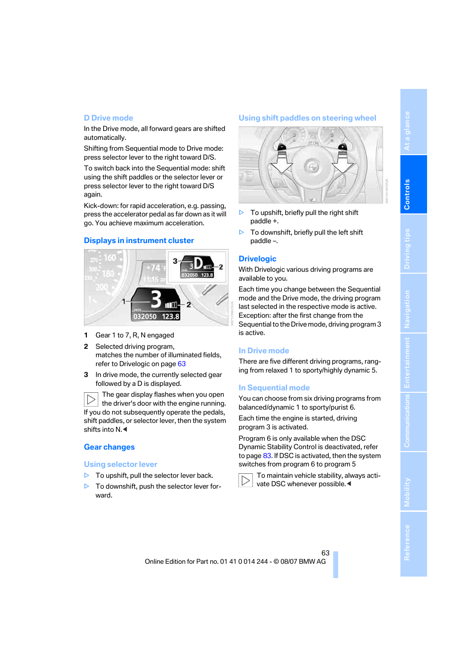 BMW M6 Convertible 2008 User Manual | Page 65 / 262