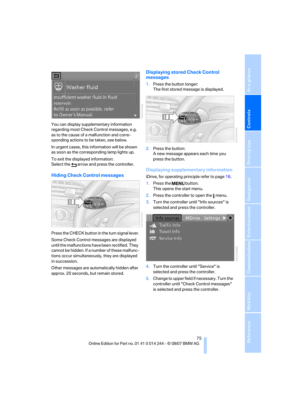 BMW M6 Convertible 2008 User Manual | Page 77 / 262