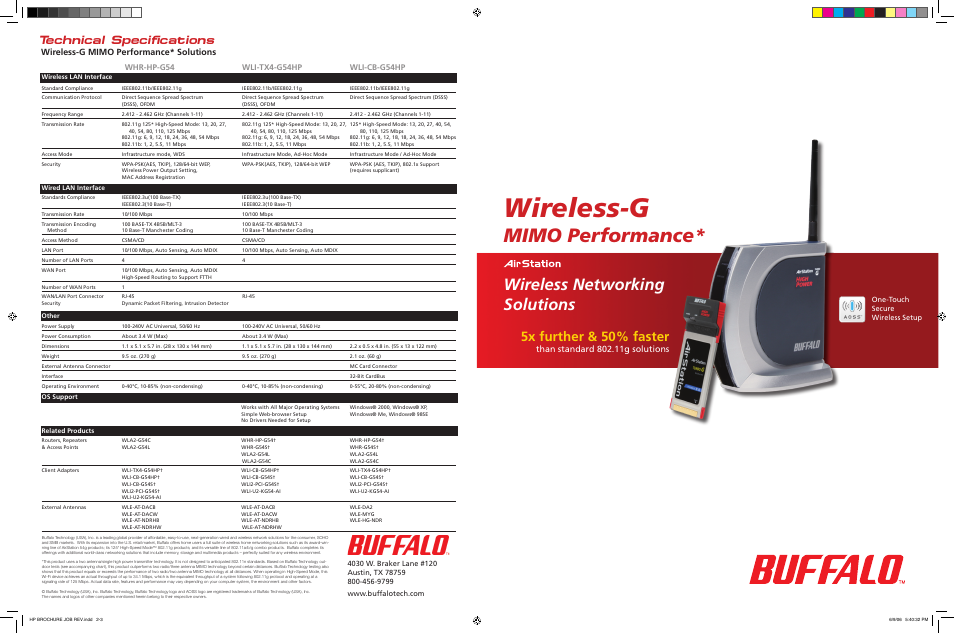 Buffalo Technology AirStation Wireless-G MIMO WLI-TX4-G54 User Manual | 2 pages