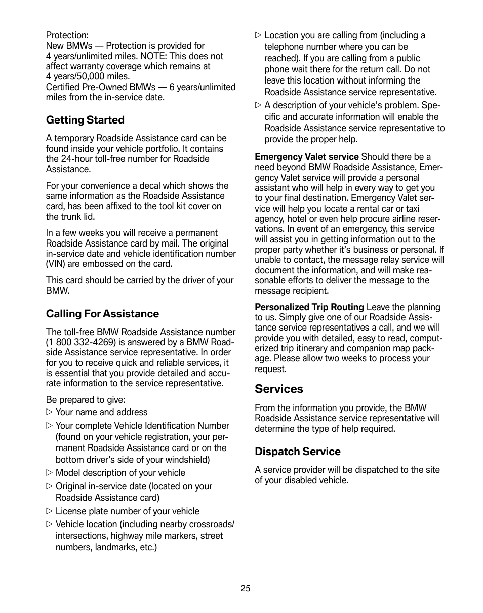 Services | BMW Z4 M Roadster 2008 User Manual | Page 29 / 54