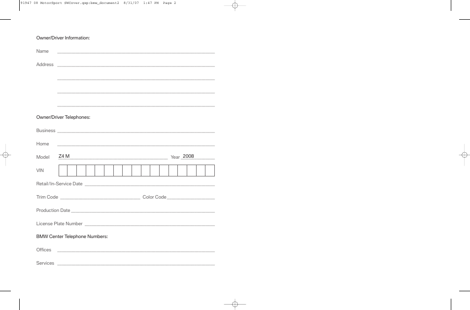 BMW Z4 M Roadster 2008 User Manual | Page 53 / 54