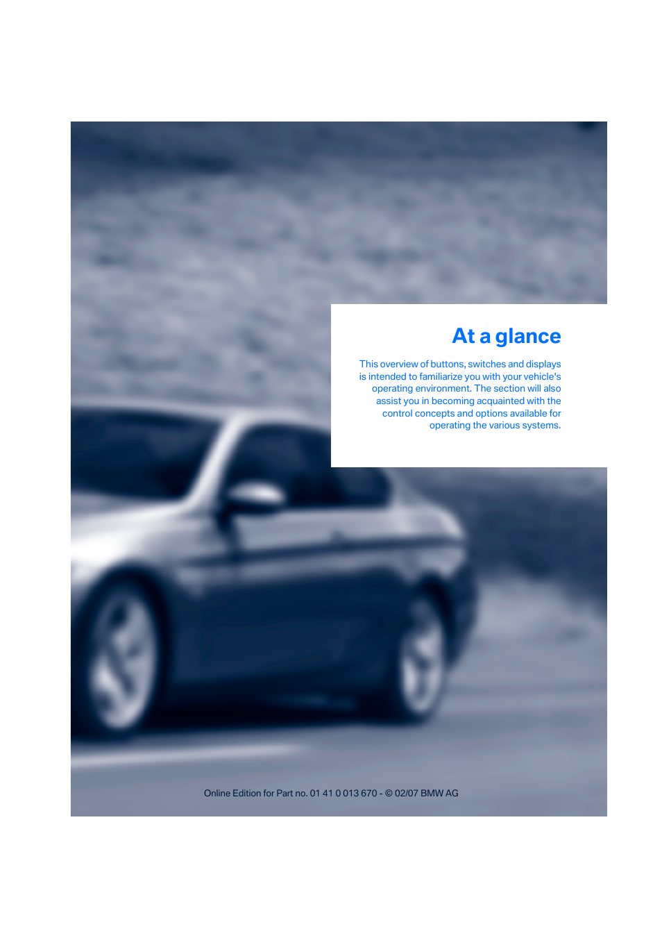 At a glance | BMW 335i Convertible 2007 User Manual | Page 11 / 272