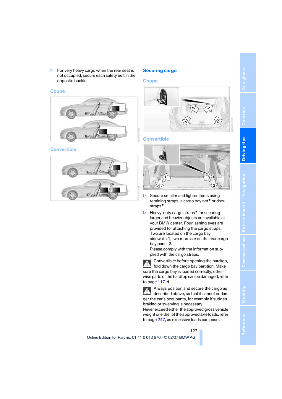 BMW 335i Convertible 2007 User Manual | Page 129 / 272