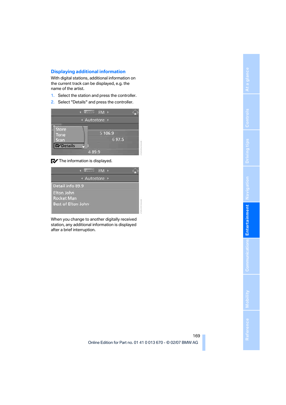 BMW 335i Convertible 2007 User Manual | Page 171 / 272