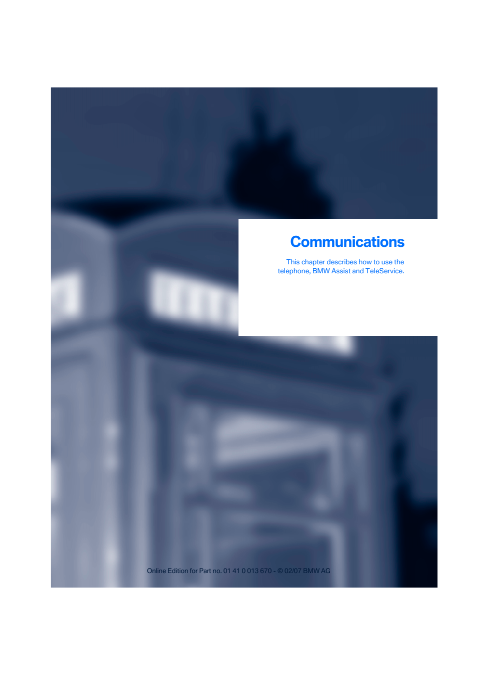 Communications | BMW 335i Convertible 2007 User Manual | Page 187 / 272