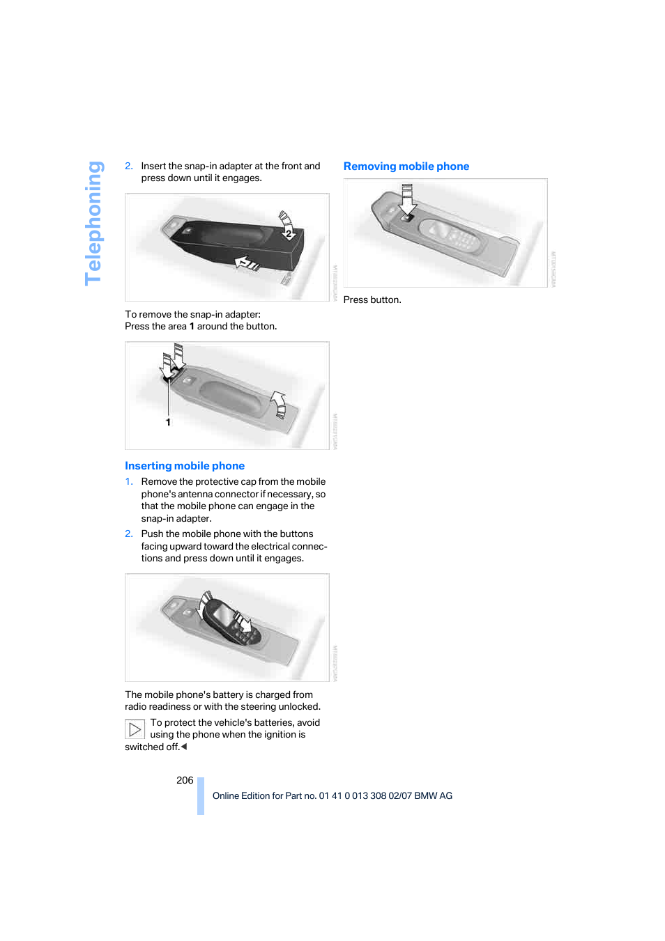 Telep h oning | BMW 530xi Sports Wagon 2007 User Manual | Page 208 / 286