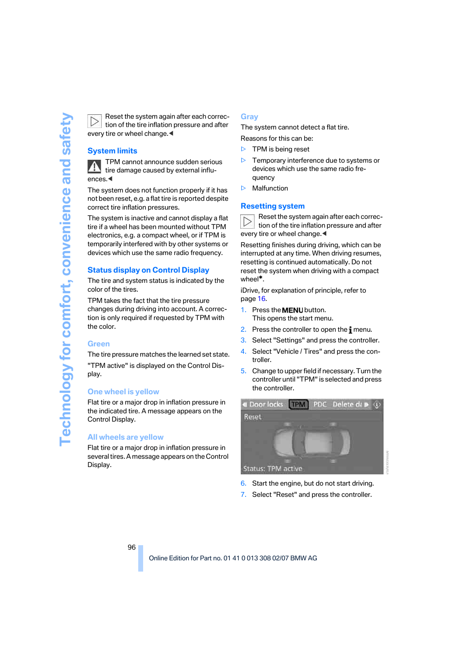 BMW 530xi Sports Wagon 2007 User Manual | Page 98 / 286