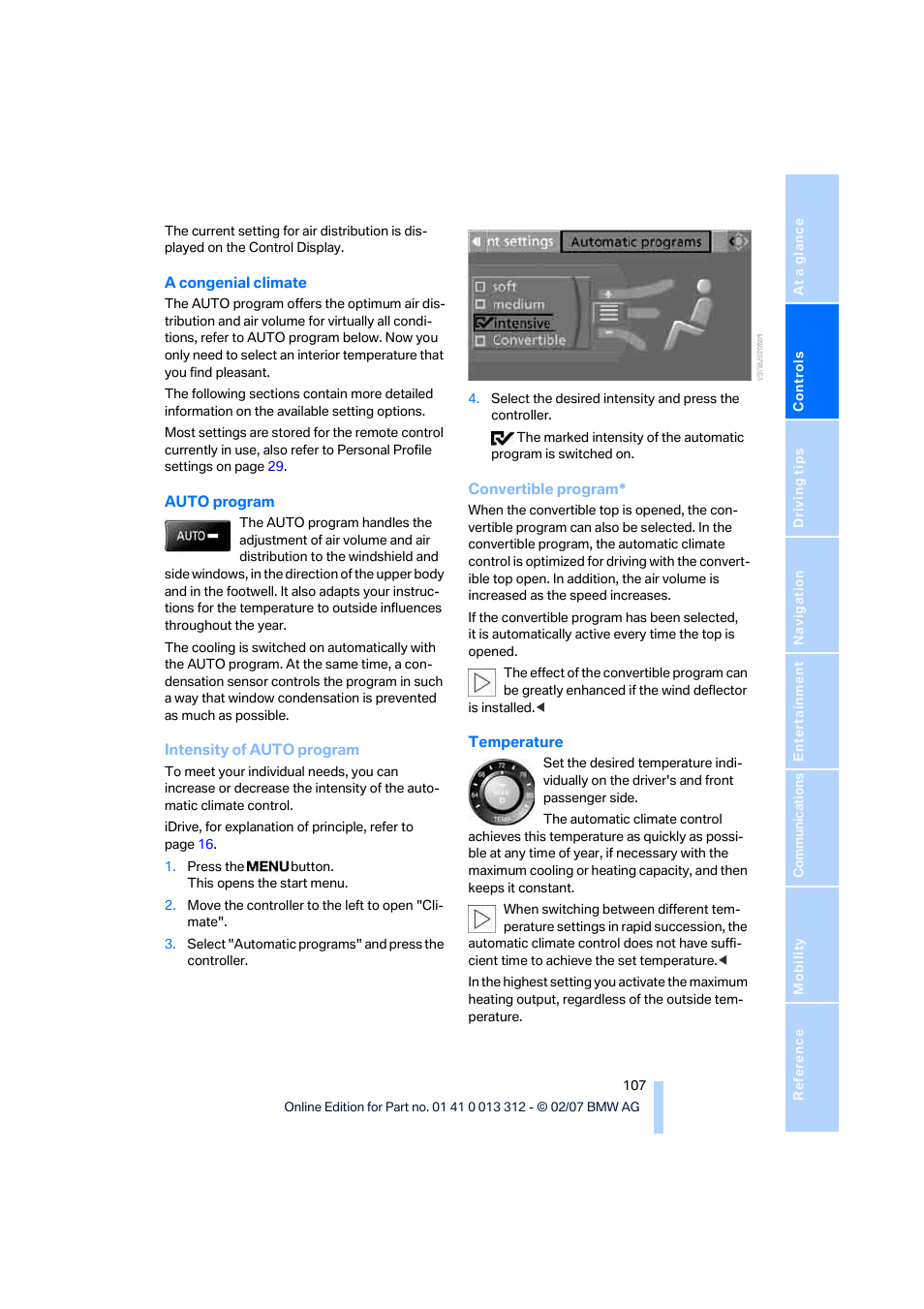 BMW 650i Convertible 2007 User Manual | Page 109 / 254