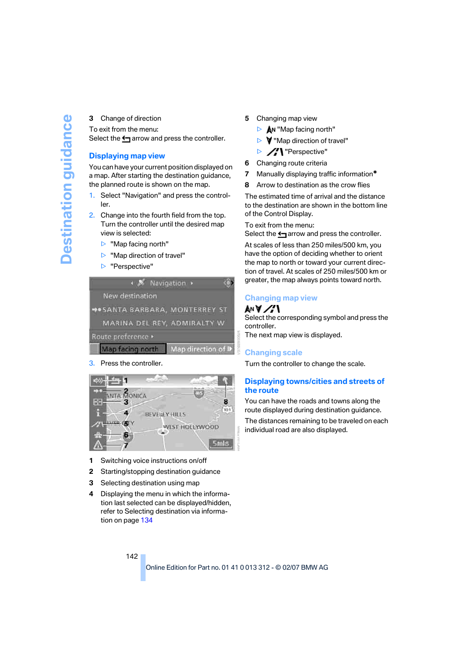 Destination guidance | BMW 650i Convertible 2007 User Manual | Page 144 / 254