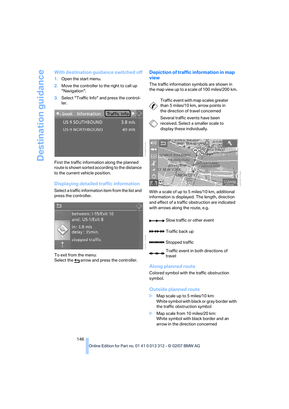 Destination guidance | BMW 650i Convertible 2007 User Manual | Page 148 / 254