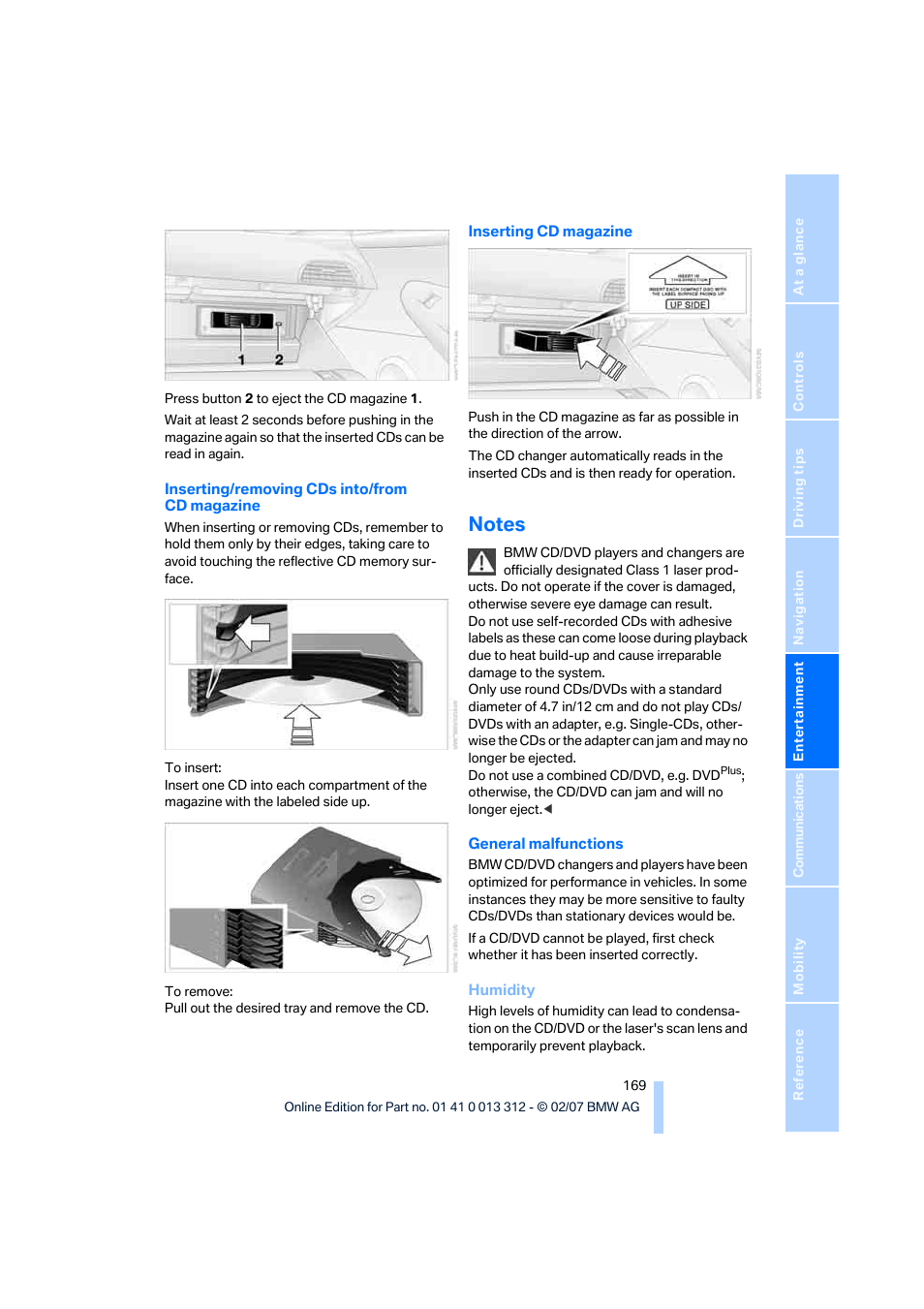 Notes | BMW 650i Convertible 2007 User Manual | Page 171 / 254