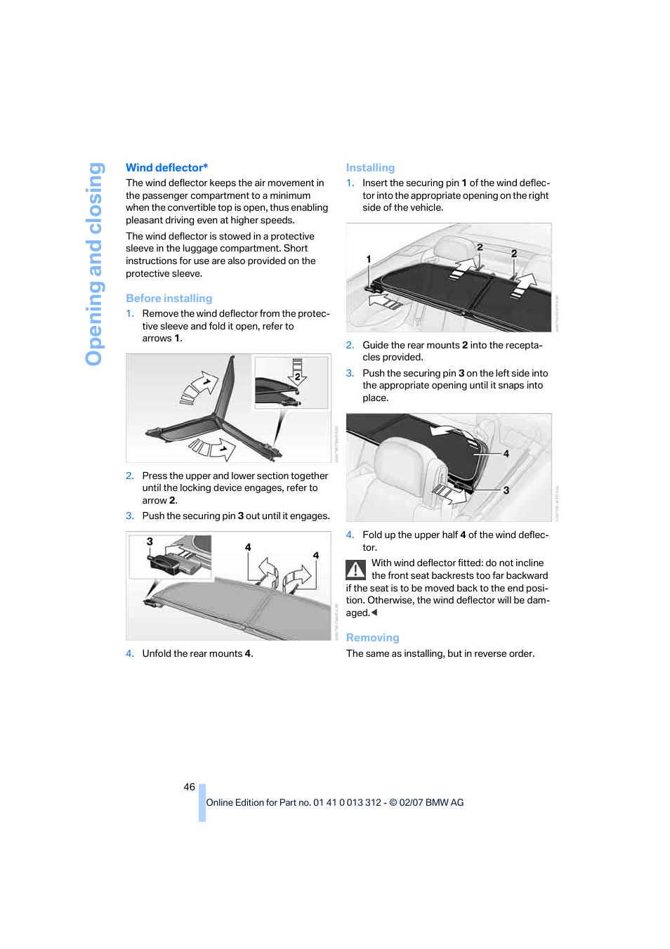 Opening and closing | BMW 650i Convertible 2007 User Manual | Page 48 / 254