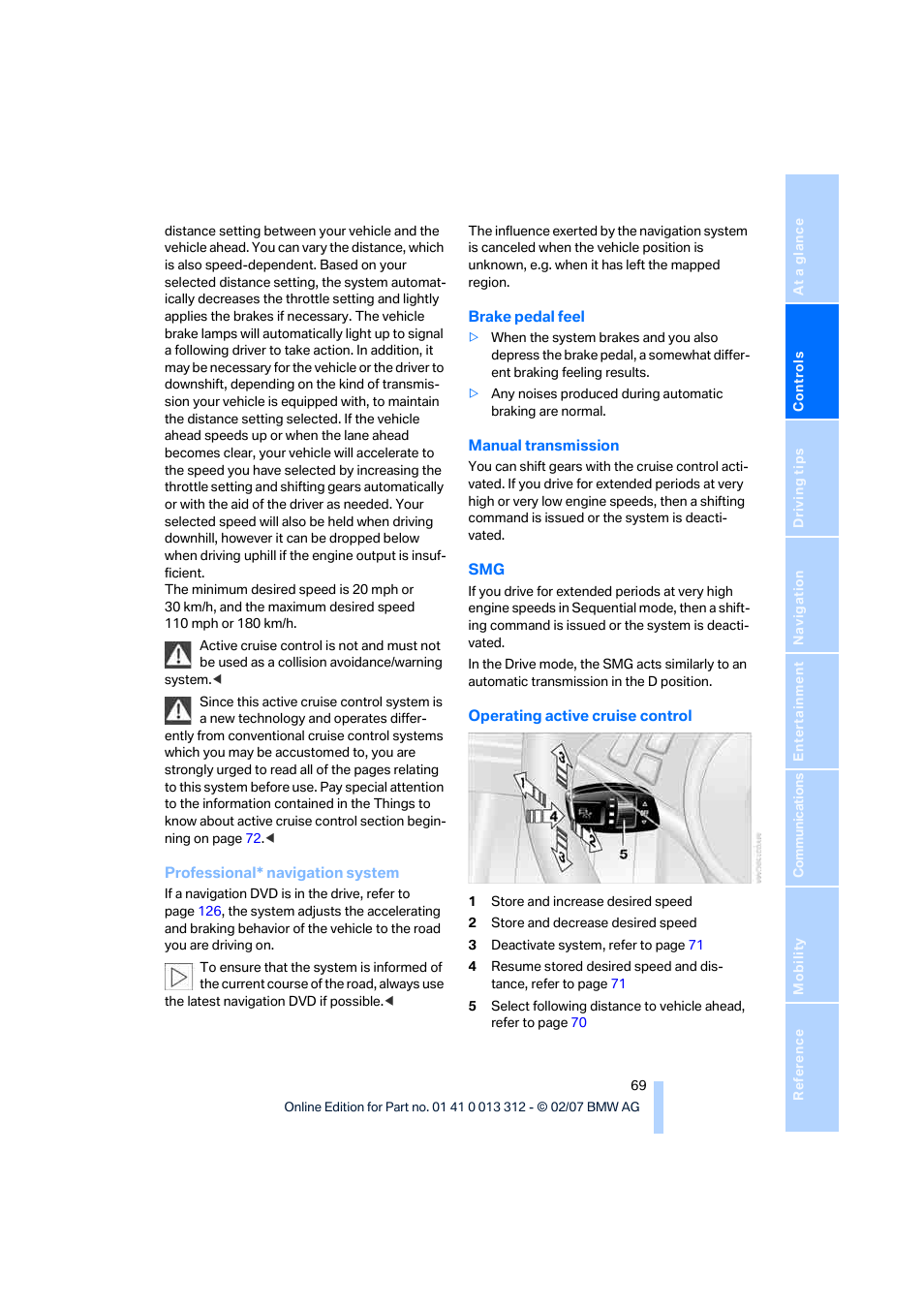 BMW 650i Convertible 2007 User Manual | Page 71 / 254