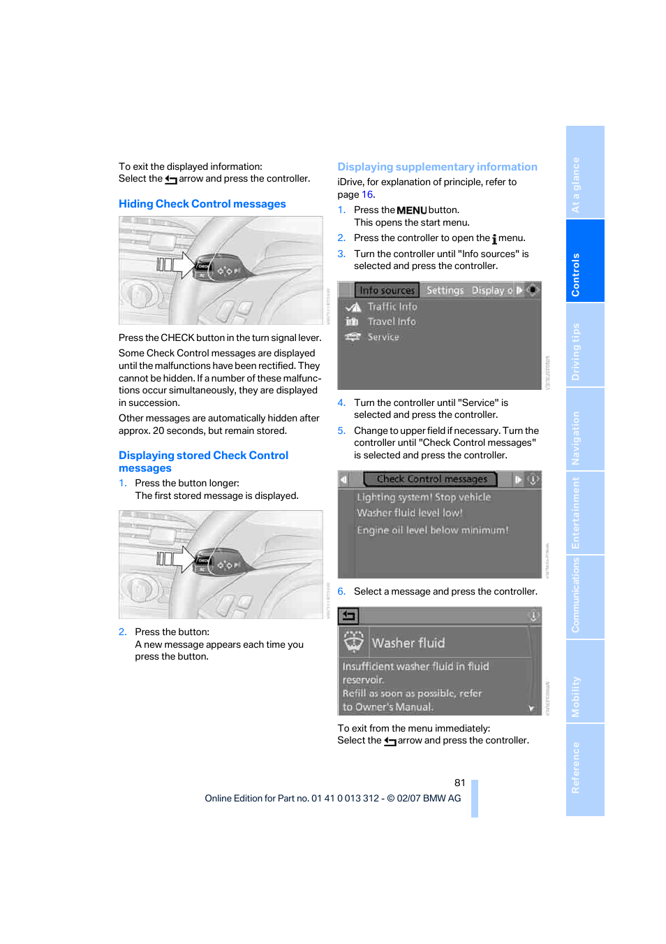 BMW 650i Convertible 2007 User Manual | Page 83 / 254