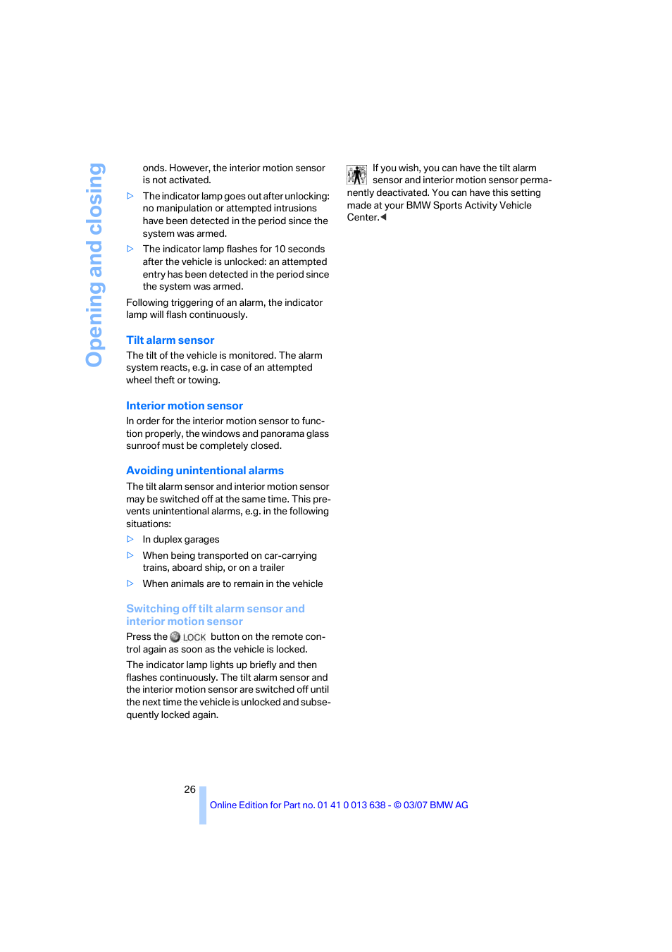 Opening and closing | BMW X3 3.0si SAV 2007 User Manual | Page 28 / 139