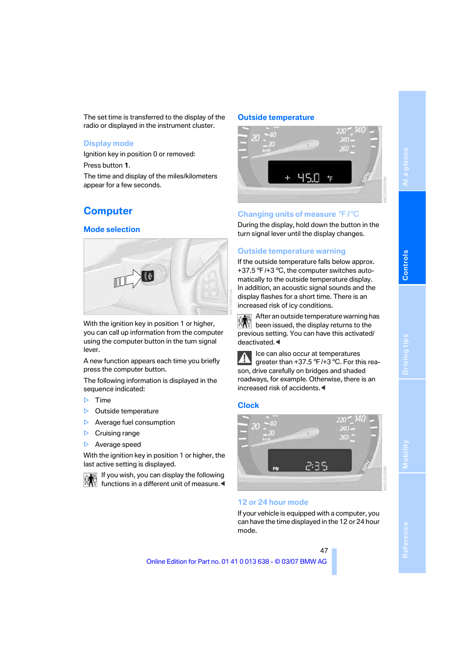 Computer | BMW X3 3.0si SAV 2007 User Manual | Page 49 / 139