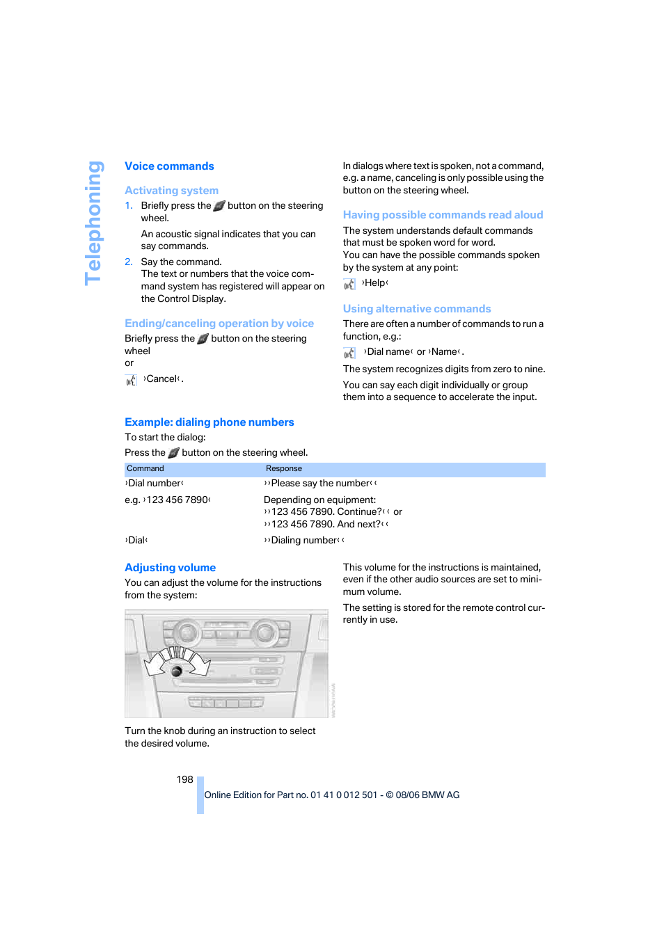 Telep h oning | BMW X5 3.0si SAV 2007 User Manual | Page 200 / 272