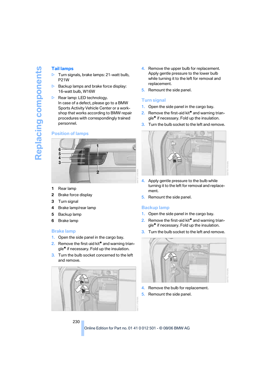 Replacing components | BMW X5 3.0si SAV 2007 User Manual | Page 232 / 272