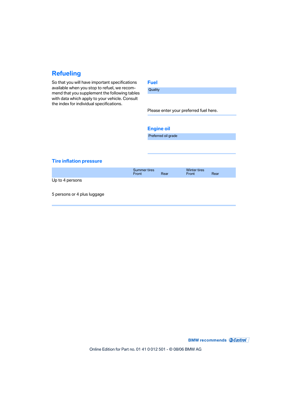 Refueling | BMW X5 3.0si SAV 2007 User Manual | Page 271 / 272