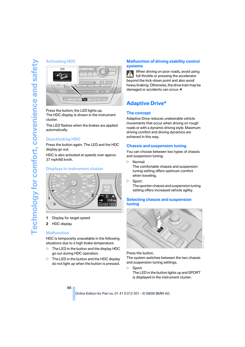 Adaptive drive | BMW X5 3.0si SAV 2007 User Manual | Page 88 / 272