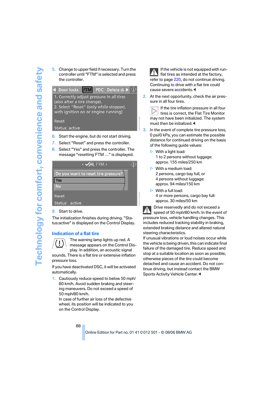 BMW X5 3.0si SAV 2007 User Manual | Page 90 / 272