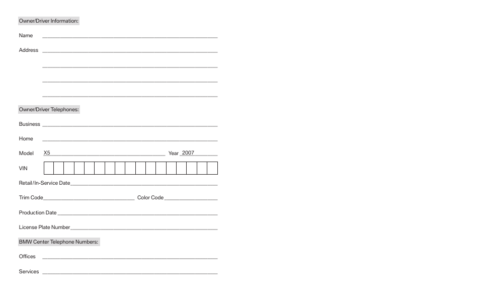 BMW X5 4.8i SAV 2007 User Manual | Page 2 / 54