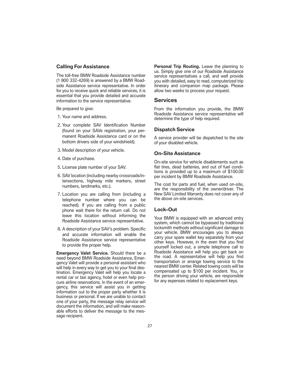 Services | BMW X5 4.8i SAV 2007 User Manual | Page 31 / 54