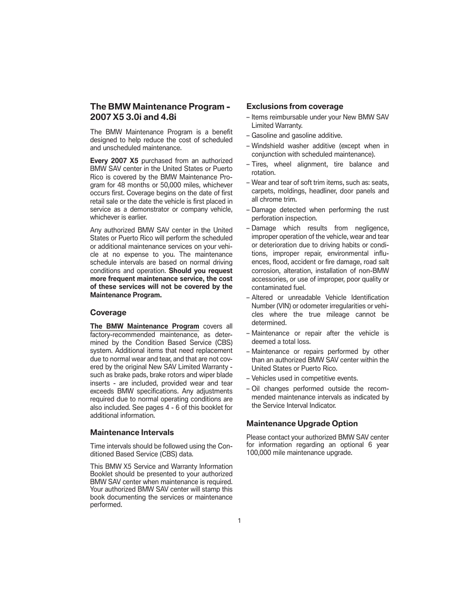 BMW X5 4.8i SAV 2007 User Manual | Page 5 / 54