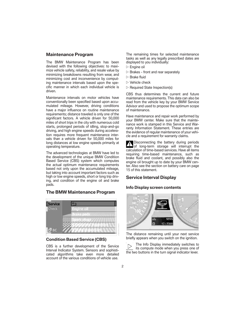 Maintenance program, The bmw maintenance program, Service interval display | BMW X5 4.8i SAV 2007 User Manual | Page 6 / 54