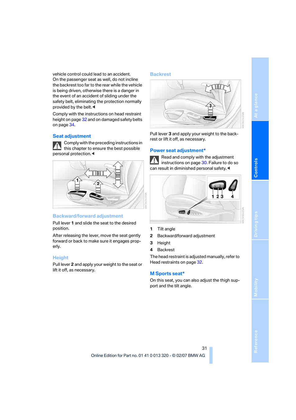 BMW Z4 Roadster 3.0si 2007 User Manual | Page 33 / 132