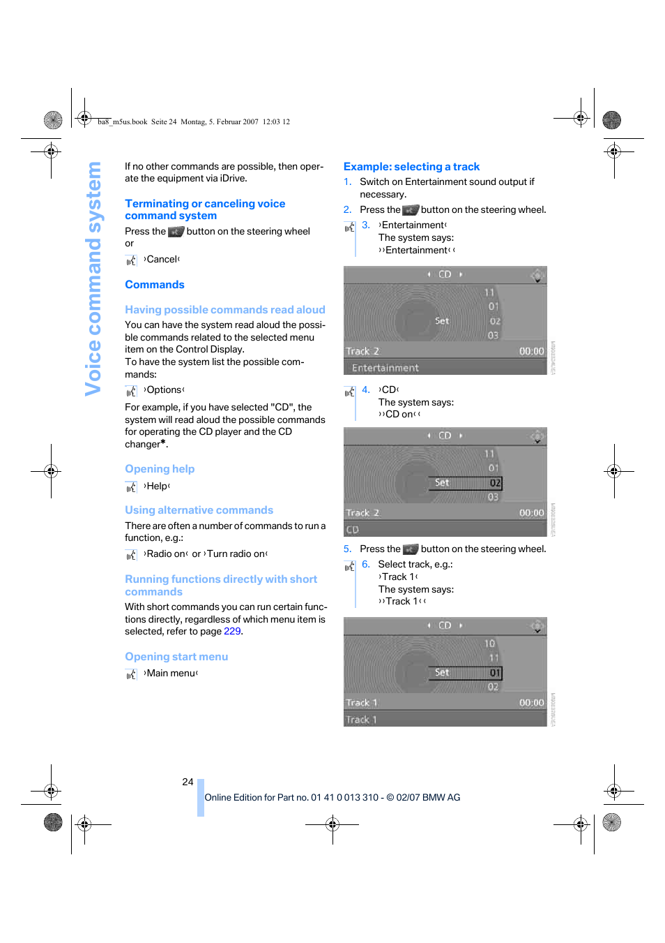 BMW M5 Sedan 2007 User Manual | Page 26 / 256